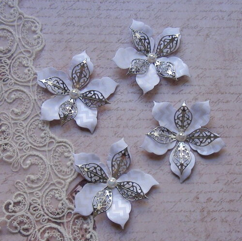 Flores em 3d para Scrapbooking - 4 Unidades.