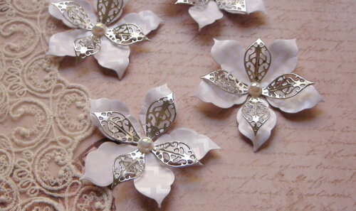 Flores em 3d para Scrapbooking - 4 Unidades.