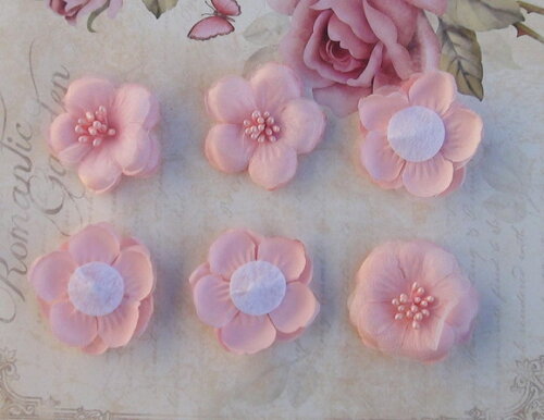 Flores em Cetim e Organza Pessego - 06 un