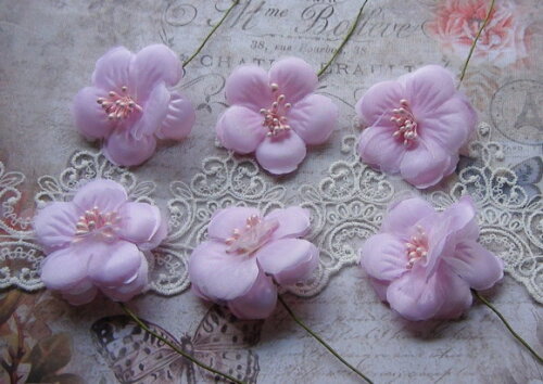 Flores em Cetim e Organza Rosa - 06 Un.