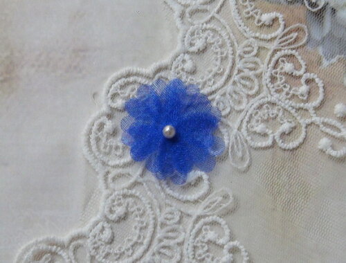 Flores em Organza Azul Royal - 3cm - 10 Un.
