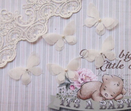 Flores em Organza Dupla Camada - Off White - 05 un