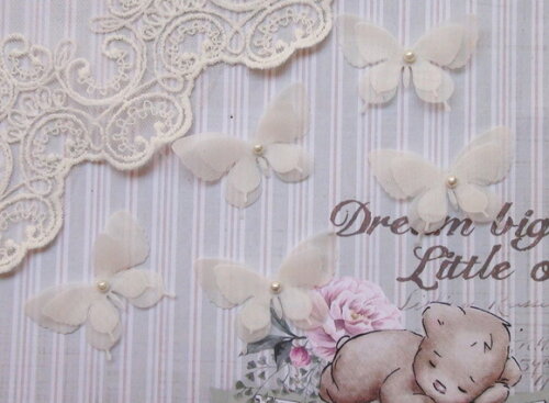 Flores em Organza Dupla Camada - Off White - 05 un