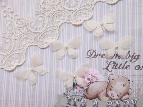 Flores em Organza Dupla Camada - Off White - 05 un