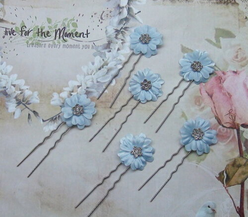 Grampos para Cabelo Flor - Azul - 06 un