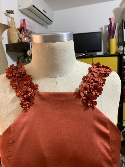 Pétalas de Flores em Cetim 3d - 30 un . - Rose Queimado