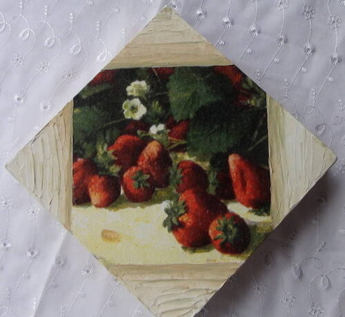 Quadro Decoupage - Morangos