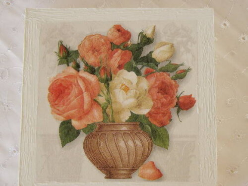 Quadro Decoupage Tecido - Vaso