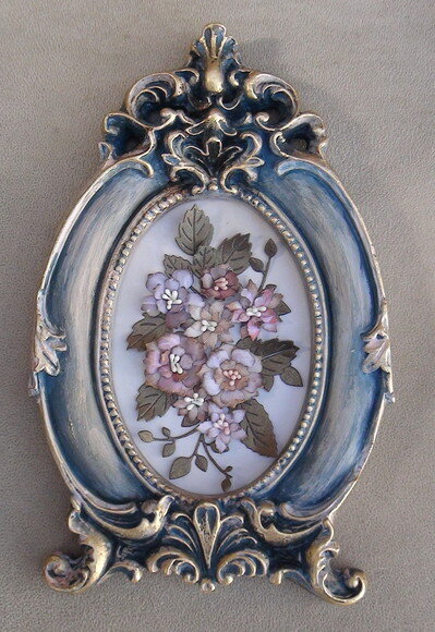 Quadro em Gesso 3D - Azul Antigo.