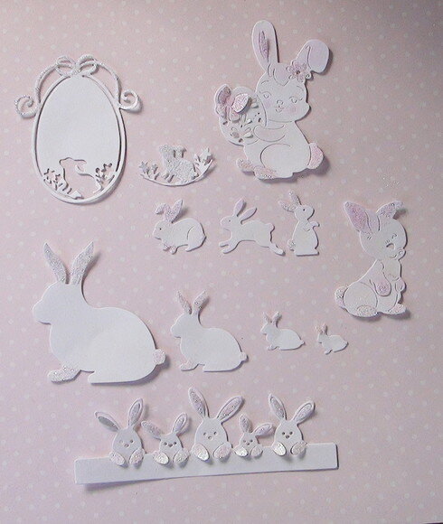 Recortes em Papel Cartão - Coelhos - 12 un