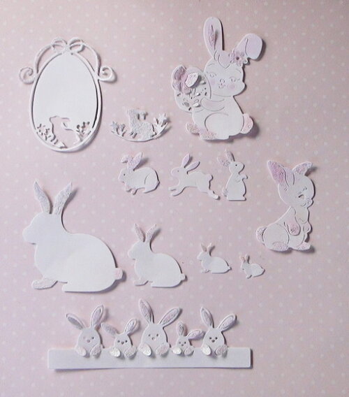 Recortes em Papel Cartão - Coelhos - 12 un