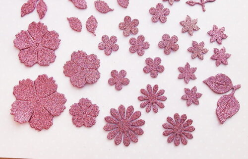 Recortes Flores e Folhas Eva Gliter- 38 un