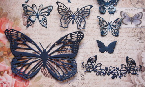 Recortes para Scrapbooking Borboletas Azul Metalizado - 09un