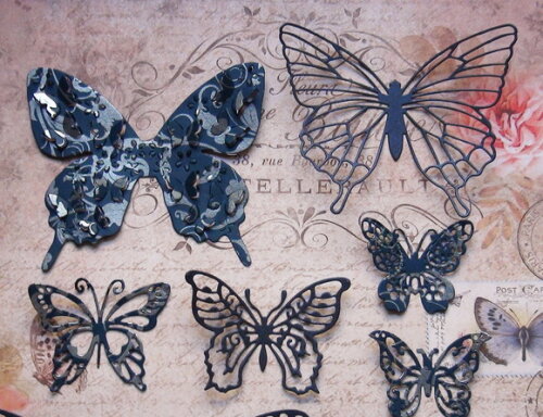 Recortes para Scrapbooking Borboletas Azul Metalizado - 09un