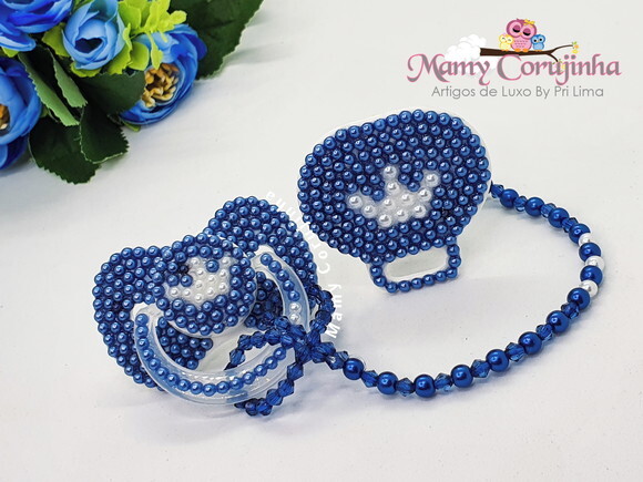 Chupeta + prendedor luxo Azul Marinho