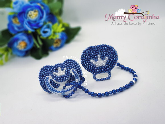 Chupeta + prendedor luxo Azul Marinho