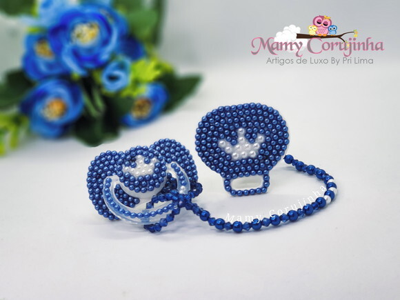 Chupeta + prendedor luxo Azul Marinho