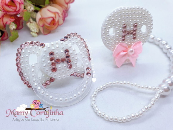 Chupeta + prendedor luxo H Rosinha