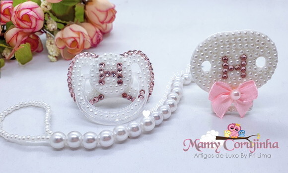 Chupeta + prendedor luxo H Rosinha