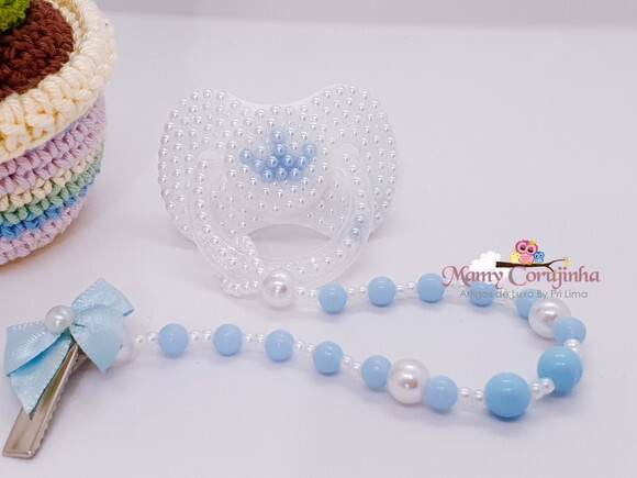 Chupeta baby boy azul bebe + prendedor simples
