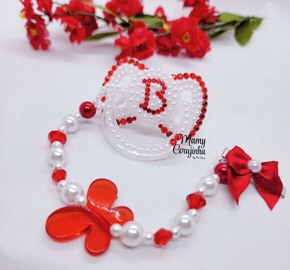 Chupeta Branca com Vermelho B