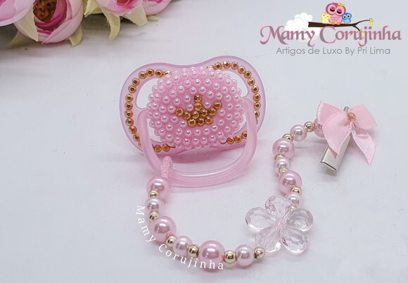 Chupeta Coroa Rosa Luxo