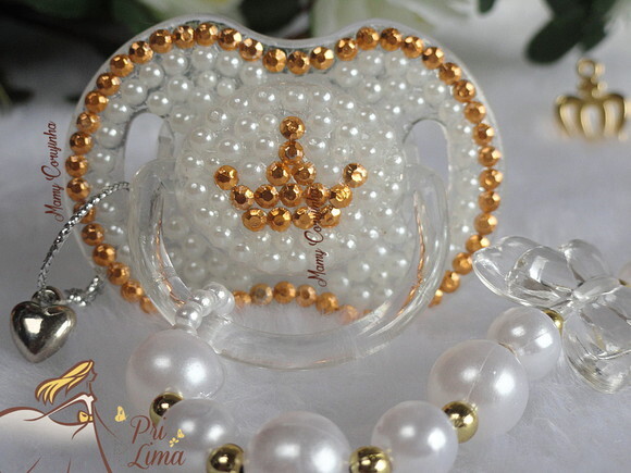 Chupeta cristal princess dourada