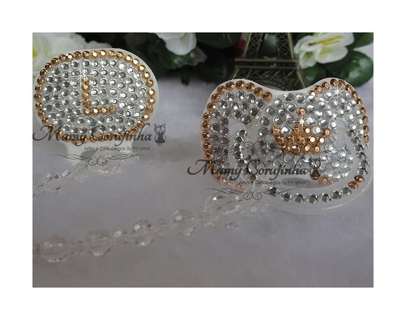 Chupeta cristal + prendedor Luxo