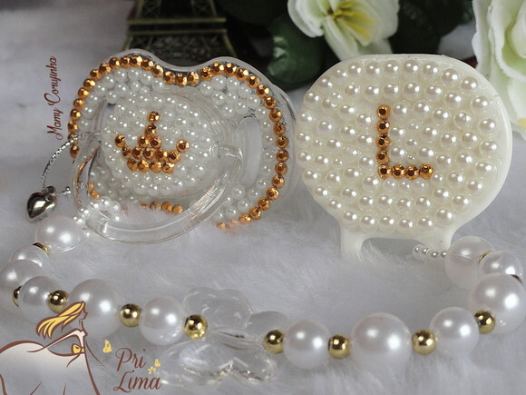 Chupeta cristal Princess + prendedor Luxo