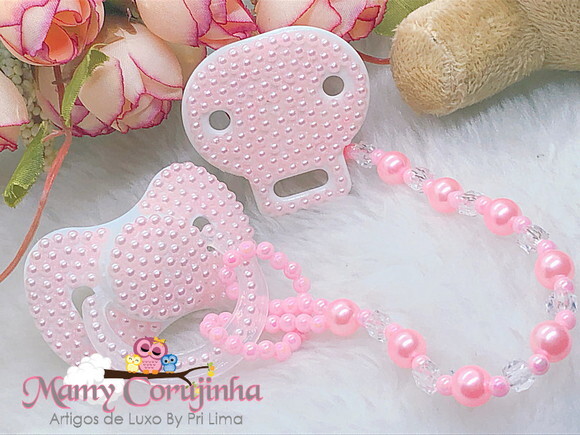 Chupeta lillo rosa + prendedor luxo