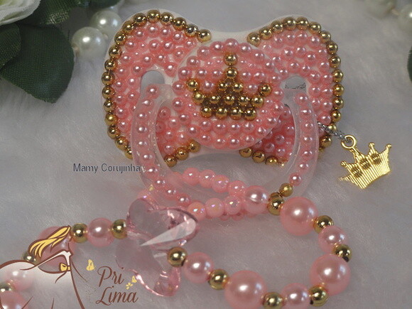 Chupeta Perola Rosa coroa