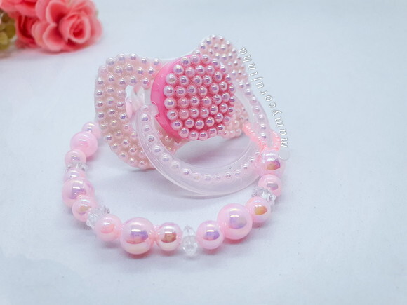 Chupeta perolas rosa bebe boreal