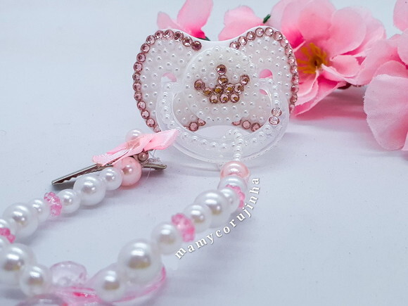 Chupeta Princess Rosa com branco