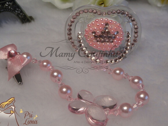 Coroa rosa bebe clean perola rosa