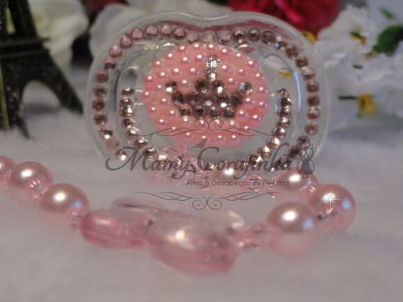 Coroa rosa bebe clean perola rosa