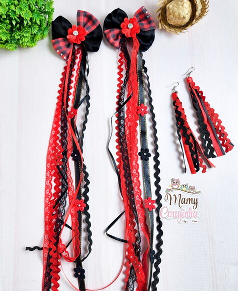 Duplinha de Laço Vermelho Preto