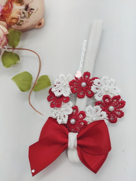 Faixa spring love Vermelho com Branco