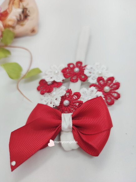 Faixa spring love Vermelho com Branco