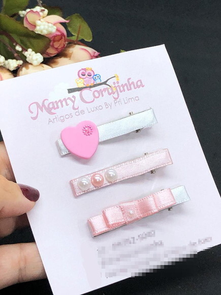 Hair Clip Coração cetim