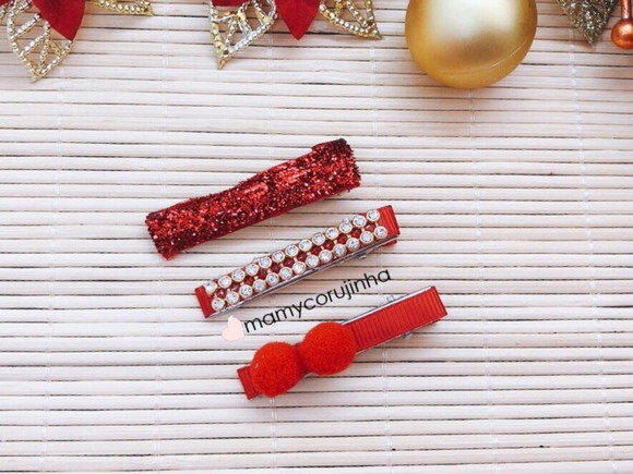 Hair clips vermelho luxo