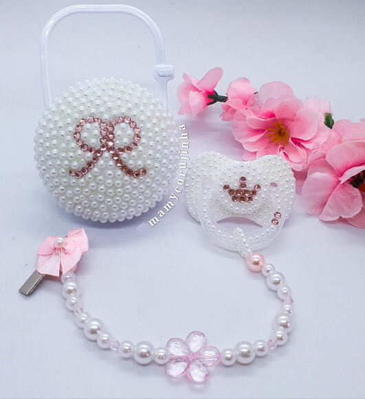 Kit Chupeta + porta chupeta + prendedor princess