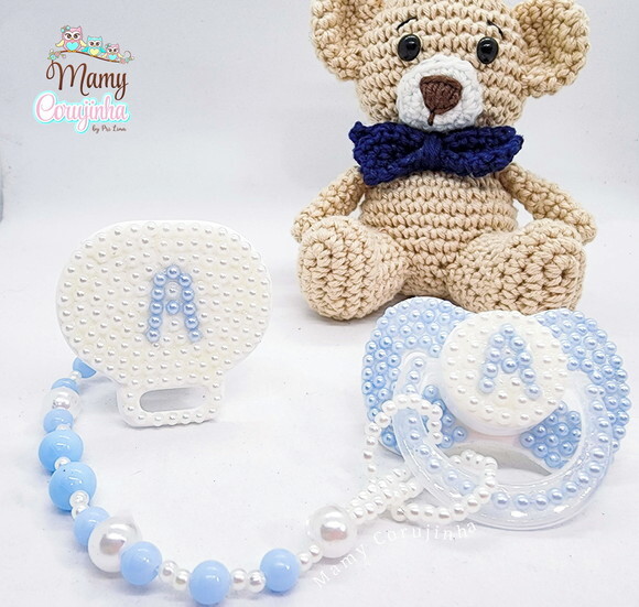 Kit Chupeta + Prendedor Luxo Azul a