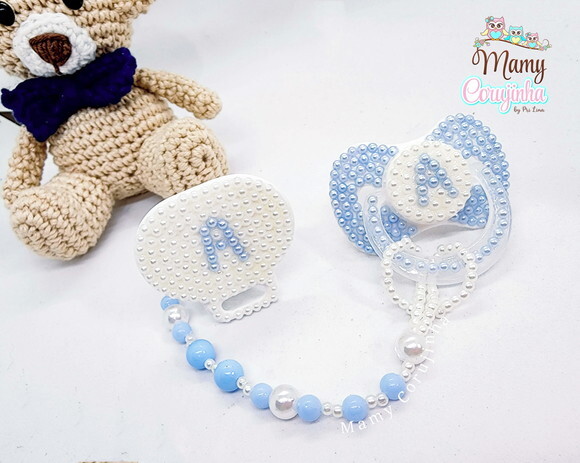 Kit Chupeta + Prendedor Luxo Azul a