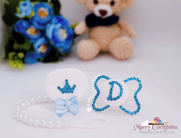 Kit Chupeta + prendedor Luxo Azul D