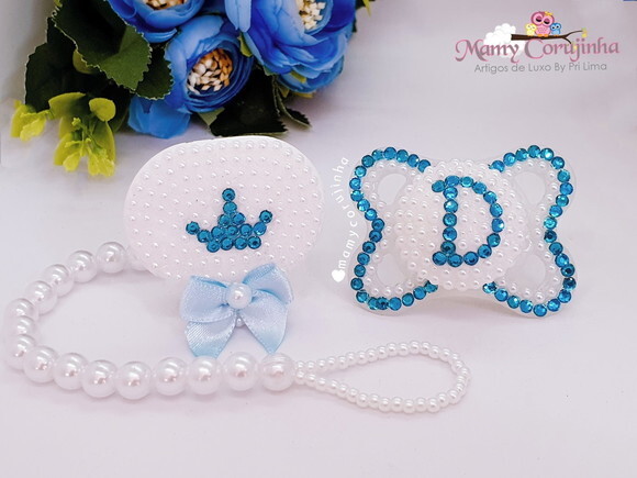 Kit Chupeta + prendedor Luxo Azul D