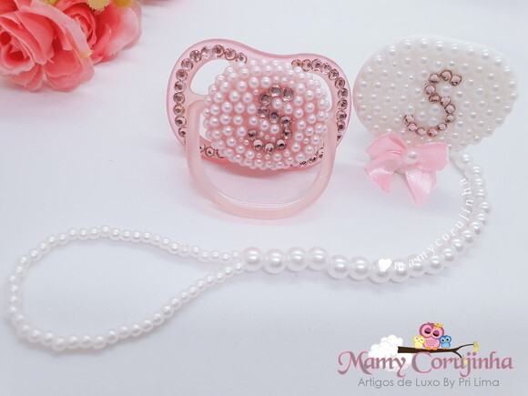 Kit Chupeta + prendedor Luxo Rosa S