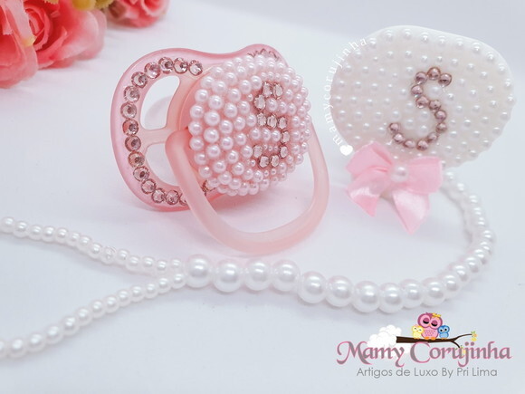 Kit Chupeta + prendedor Luxo Rosa S