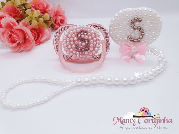Kit Chupeta + prendedor Luxo Rosa S