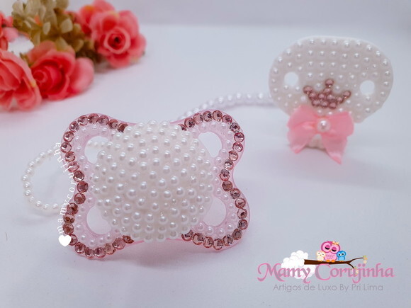 Kit Chupeta MAM+ prendedor Luxo Rosinha