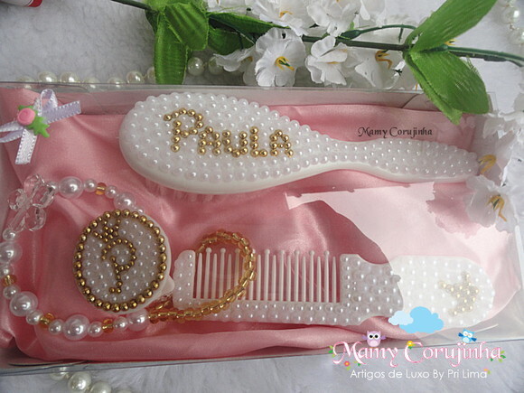 Kit escova + pente + prendedor de Luxo